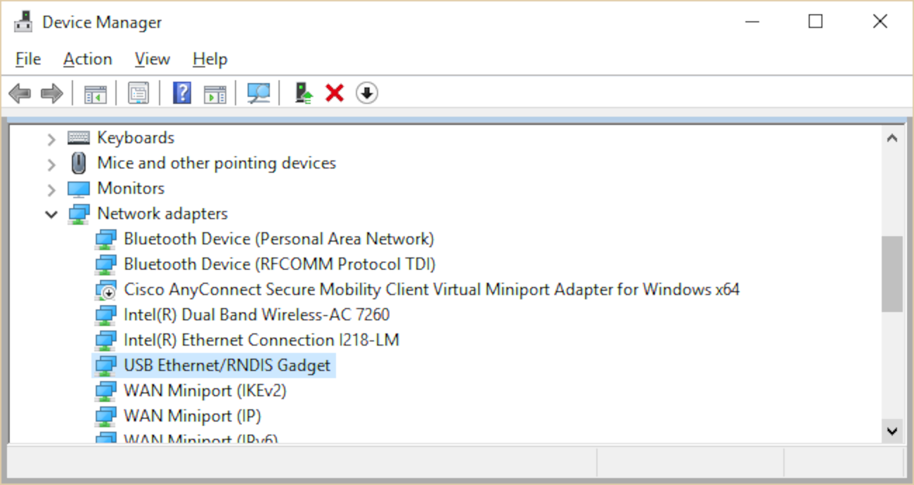 RNDIS device in the Device Manager